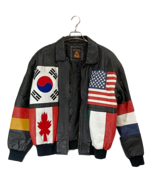 PHASE3（フェーズスリー）PHASE3 (フェーズスリー) フラッグデザインレザージャケット マルチカラー サイズ:SIZE Mの古着・服飾アイテム