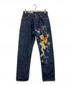 YAMANEヤマネ）の古着「1926刺繍デニムパンツ」｜インディゴ