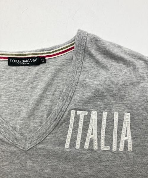 DOLCE & GABBANA（ドルチェ＆ガッバーナ）DOLCE & GABBANA (ドルチェ＆ガッバーナ) Vネックカットソー グレー サイズ:46の古着・服飾アイテム