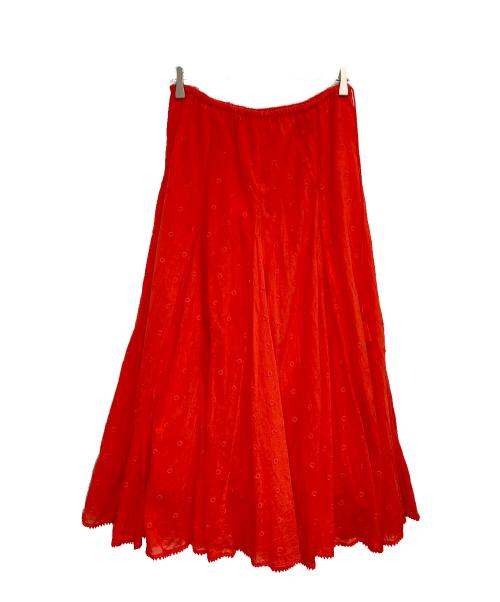 house of lotus（ハウスオブロータス）house of lotus (ハウスオブロータス) ボイルサークルシシュウパネルフレアスカート レッド サイズ:Mの古着・服飾アイテム