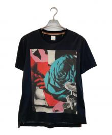 PAUL SMITH（ポールスミス）の古着「ROSE COLLAGE PRINT T-SHIRT」｜ブラック