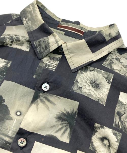 Paul Smith COLLECTION（ポールスミス コレクション）Paul Smith COLLECTION (ポールスミス コレクション) フォトスクラップブック プリントシャツ ブラック×ベージュ サイズ:Ⅿの古着・服飾アイテム