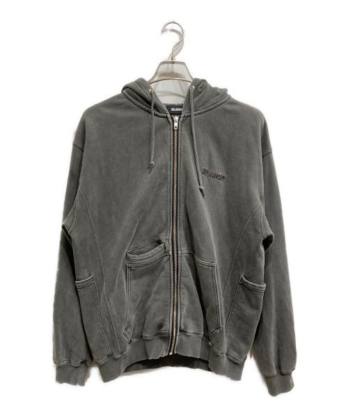 X-LARGE（エクストララージ）X-LARGE (エクストララージ) PIGMENT DYED WORK ZIP HOODED グレー サイズ:Mの古着・服飾アイテム
