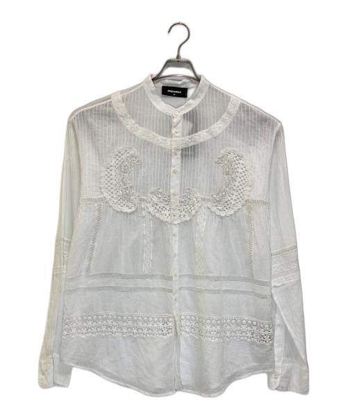 DSQUARED2（ディースクエアード）DSQUARED2 (ディースクエアード) dropped shoulder shirt ホワイト サイズ:48の古着・服飾アイテム