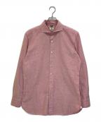 BORRELLIボレッリ）の古着「コットンブラッシュドオックスホリゾンタルカラーシャツ」｜ピンク