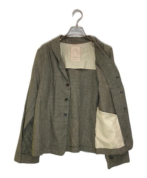 Pal'las Palace（パラスパレス）PAL'LAS PALACE (パラスパレス) インディゴ千鳥ショール襟ジャケット ベージュ×ブラックの古着・服飾アイテム