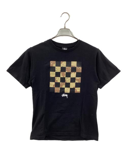 stussy（ステューシー）stussy (ステューシー) カモチェックプリントTシャツ ブラック サイズ:Sの古着・服飾アイテム