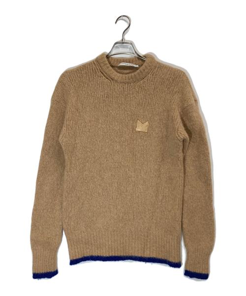 maison kitsune（メゾンキツネ）MAISON KITSUNE (メゾンキツネ) クルーネックニット ベージュ サイズ:XSの古着・服飾アイテム
