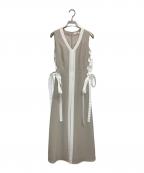 Snidelスナイデル）の古着「サイドプリーツバイカラーワンピ」｜ベージュ