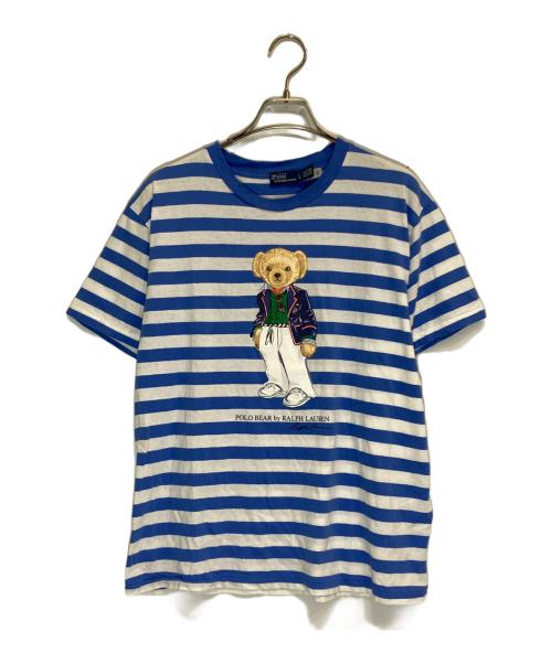 POLO RALPH LAUREN（ポロ・ラルフローレン）POLO RALPH LAUREN (ポロ・ラルフローレン) ポロベアボーダーT ブルー×ホワイト サイズ:Lの古着・服飾アイテム