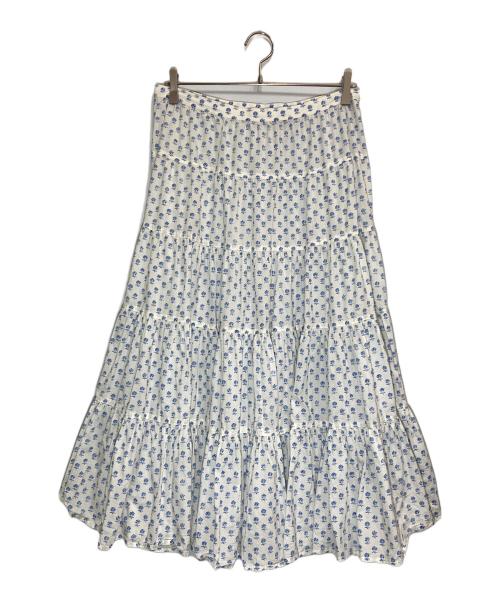 POLO RALPH LAUREN（ポロ・ラルフローレン）POLO RALPH LAUREN (ポロ・ラルフローレン) フラワーティアードスカート ブルー×ホワイト サイズ:6の古着・服飾アイテム