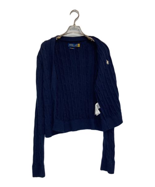 POLO RALPH LAUREN（ポロ・ラルフローレン）POLO RALPH LAUREN (ポロ・ラルフローレン) コットンケーブルショートカーディガン ネイビー サイズ:XLの古着・服飾アイテム