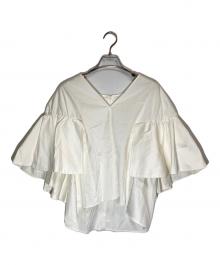 Noble（ノーブル）の古着「Vネックフレアースリーブブラウス」｜ホワイト