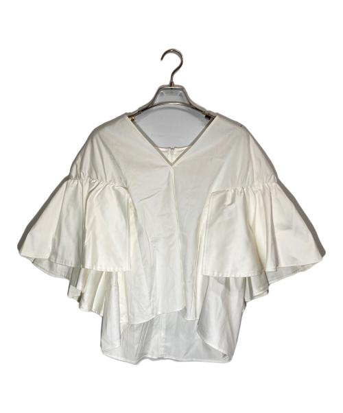 Noble（ノーブル）Noble (ノーブル) Vネックフレアースリーブブラウス ホワイト サイズ:-の古着・服飾アイテム