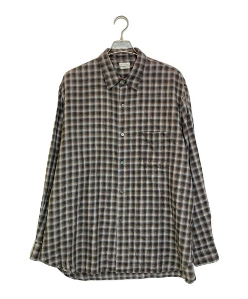 STEVEN ALAN（スティーブンアラン）STEVEN ALAN (スティーブンアラン) VIN/NEL REGULAR COLLAR BOX SHIRT -LOOSE ネイビー×ブラウン サイズ:下記参照の古着・服飾アイテム