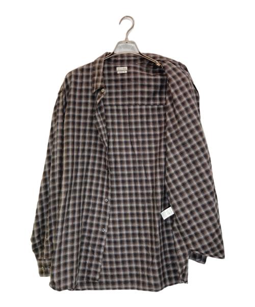 STEVEN ALAN（スティーブンアラン）STEVEN ALAN (スティーブンアラン) VIN/NEL REGULAR COLLAR BOX SHIRT -LOOSE ネイビー×ブラウン サイズ:下記参照の古着・服飾アイテム