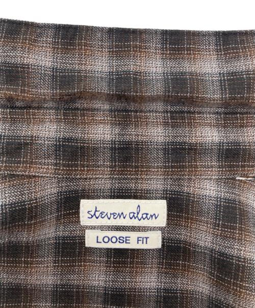 STEVEN ALAN（スティーブンアラン）STEVEN ALAN (スティーブンアラン) VIN/NEL REGULAR COLLAR BOX SHIRT -LOOSE ネイビー×ブラウン サイズ:下記参照の古着・服飾アイテム