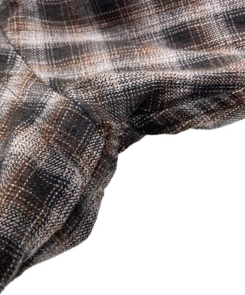 STEVEN ALAN（スティーブンアラン）STEVEN ALAN (スティーブンアラン) VIN/NEL REGULAR COLLAR BOX SHIRT -LOOSE ネイビー×ブラウン サイズ:下記参照の古着・服飾アイテム