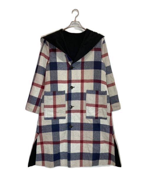 BLUE LABEL CRESTBRIDGE（ブルーレーベルクレストブリッジ）BLUE LABEL CRESTBRIDGE (ブルーレーベルクレストブリッジ) チェックダブルフェイスロングコート ブラック サイズ:38の古着・服飾アイテム