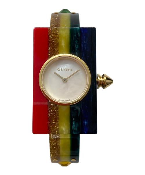 GUCCI（グッチ）GUCCI (グッチ) ビンテージ ウェブ ホワイトシェル レインボーバングルの古着・服飾アイテム