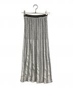 Mame Kurogouchiマメクロゴウチ）の古着「Floral Stripe Jacquard Knitted Skirt」｜ホワイト×ブラック