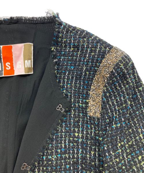 MSGM（エムエスジーエム）MSGM (エムエスジーエム) ノーカラーツイードジャケット ブラック サイズ:40の古着・服飾アイテム