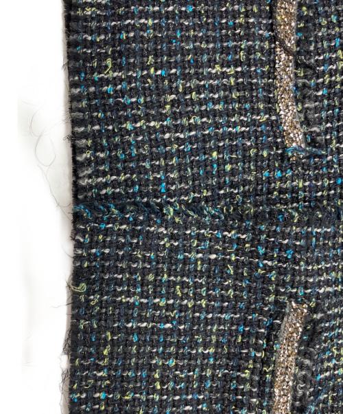 MSGM（エムエスジーエム）MSGM (エムエスジーエム) ノーカラーツイードジャケット ブラック サイズ:40の古着・服飾アイテム