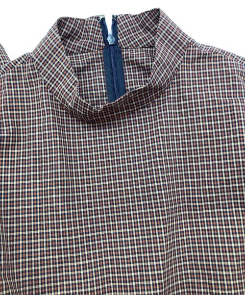 LE CIEL BLEU（ルシェルブルー）LE CIEL BLEU (ルシェルブルー) Check Volume Dress/21A65211 ボルドー サイズ:36の古着・服飾アイテム