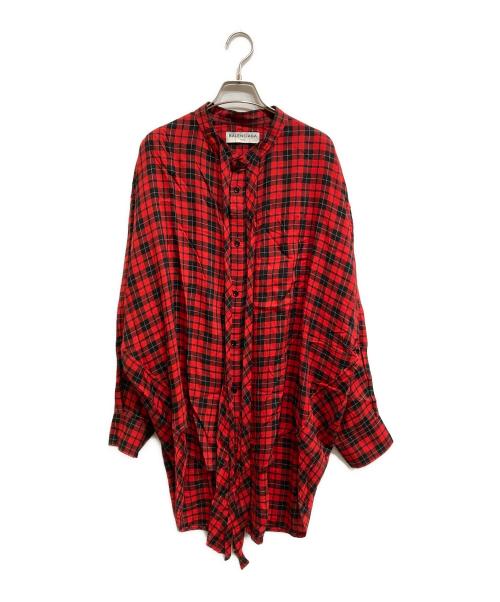 BALENCIAGA（バレンシアガ）BALENCIAGA (バレンシアガ) TARTAN NEW SWING SHIRT レッド サイズ:38の古着・服飾アイテム