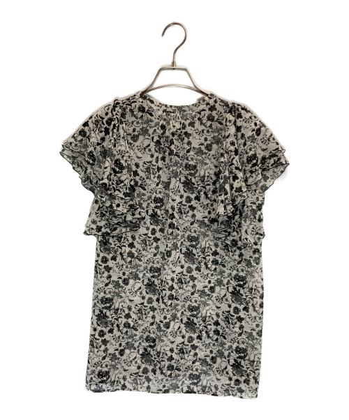 ANAYI（アナイ）ANAYI (アナイ) モノトーンフラワープリント ブラウス ホワイト×ブラック サイズ:38の古着・服飾アイテム