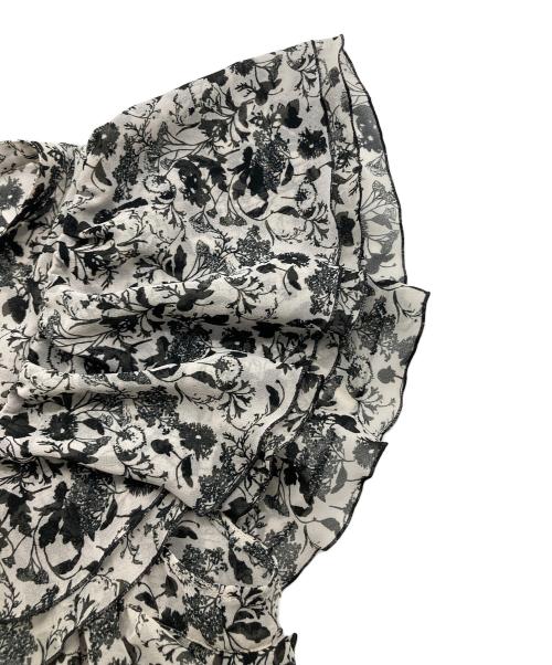 ANAYI（アナイ）ANAYI (アナイ) モノトーンフラワープリント ブラウス ホワイト×ブラック サイズ:38の古着・服飾アイテム