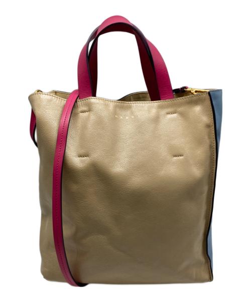 MARNI（マルニ）MARNI (マルニ) MUSEO SOFTバッグ ベージュ×ブルーの古着・服飾アイテム