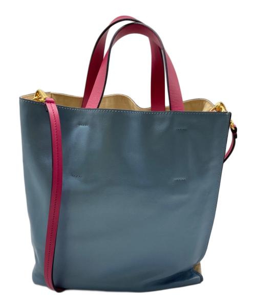 MARNI（マルニ）MARNI (マルニ) MUSEO SOFTバッグ ベージュ×ブルーの古着・服飾アイテム