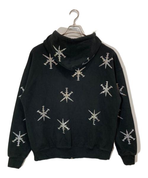 unknown（アンノウン）Unknown (アンノウン) ラインストーンジップパーカー ブラック サイズ:Lの古着・服飾アイテム