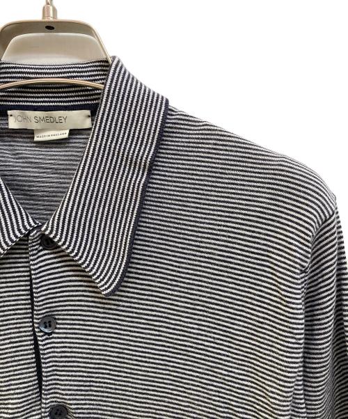 JOHN SMEDLEY（ジョンスメドレー）JOHN SMEDLEY (ジョンスメドレー) ボーダーニットポロシャツ ネイビー×ホワイト サイズ:Sの古着・服飾アイテム