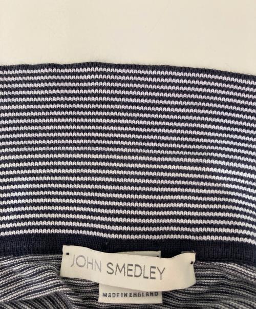 JOHN SMEDLEY（ジョンスメドレー）JOHN SMEDLEY (ジョンスメドレー) ボーダーニットポロシャツ ネイビー×ホワイト サイズ:Sの古着・服飾アイテム