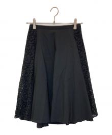 FOXEY（フォクシー）の古着「Parisienne レースコンビフレアスカート」｜ブラック