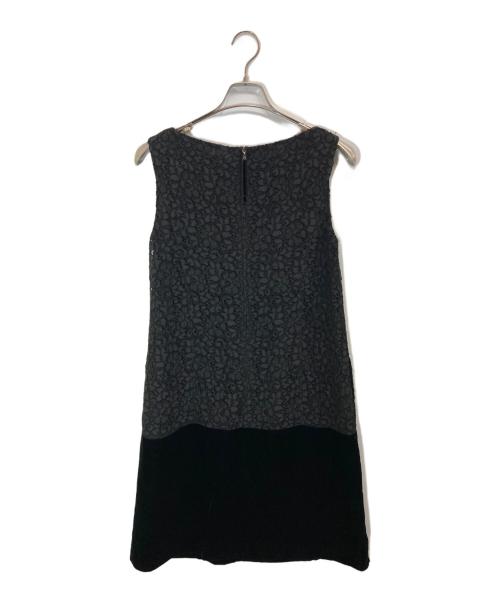 FOXEY（フォクシー）FOXEY (フォクシー) レースベロアコンビワンピース ブラック サイズ:38の古着・服飾アイテム