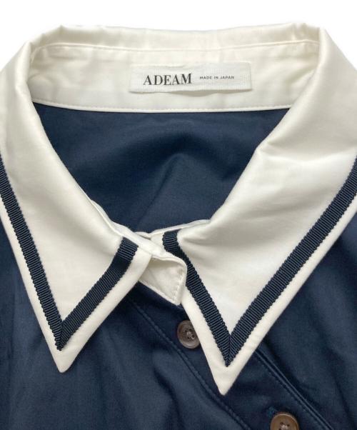 ADEAM（アディアム）ADEAM (アディアム) 襟付きワンピース ネイビーの古着・服飾アイテム