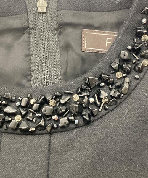 FOXEY（フォクシー）FOXEY (フォクシー) ビジューカラーウールワンピース ブラック サイズ:38の古着・服飾アイテム
