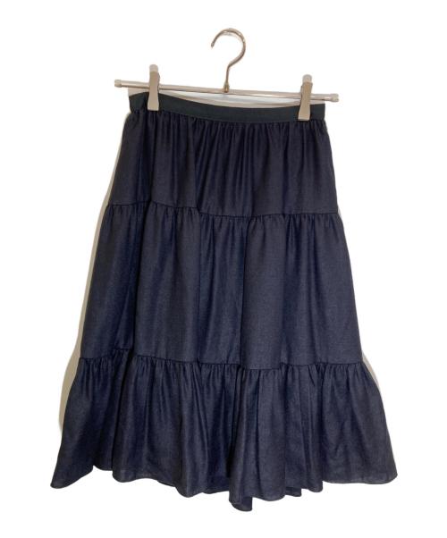 FOXEY NEWYORK（フォクシーニューヨーク）FOXEY NEWYORK (フォクシーニューヨーク) ティアードスカート ネイビー サイズ:38の古着・服飾アイテム