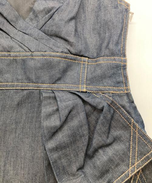 LOUIS VUITTON（ルイ ヴィトン）LOUIS VUITTON (ルイ ヴィトン) ショルダーリボンデニムカシュクールワンピース インディゴ サイズ:38の古着・服飾アイテム