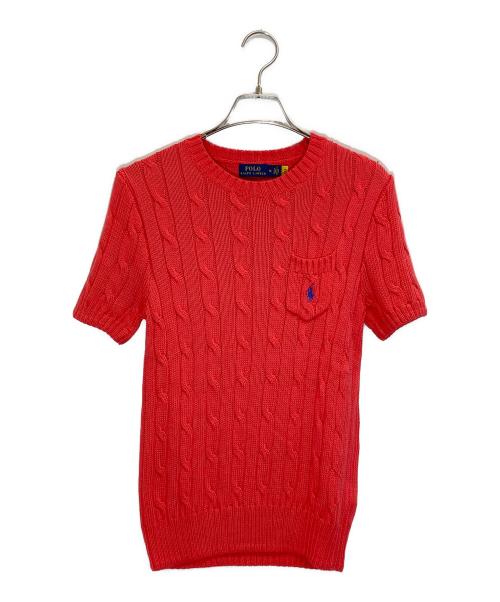 POLO RALPH LAUREN（ポロ・ラルフローレン）POLO RALPH LAUREN (ポロ・ラルフローレン) S/Sケーブルニット ピンク サイズ:Ⅿの古着・服飾アイテム