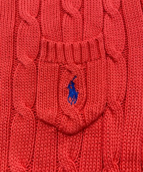 POLO RALPH LAUREN（ポロ・ラルフローレン）POLO RALPH LAUREN (ポロ・ラルフローレン) S/Sケーブルニット ピンク サイズ:Ⅿの古着・服飾アイテム