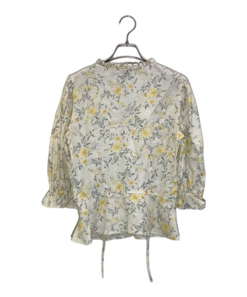 POLO RALPH LAUREN（ポロ・ラルフローレン）POLO RALPH LAUREN (ポロ・ラルフローレン) 花柄リネンブラウス アイボリー×イエロー サイズ:4の古着・服飾アイテム
