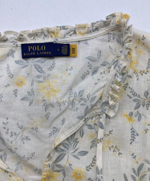 POLO RALPH LAUREN（ポロ・ラルフローレン）POLO RALPH LAUREN (ポロ・ラルフローレン) 花柄リネンブラウス アイボリー×イエロー サイズ:4の古着・服飾アイテム