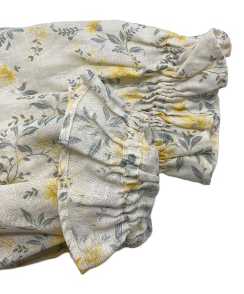 POLO RALPH LAUREN（ポロ・ラルフローレン）POLO RALPH LAUREN (ポロ・ラルフローレン) 花柄リネンブラウス アイボリー×イエロー サイズ:4の古着・服飾アイテム