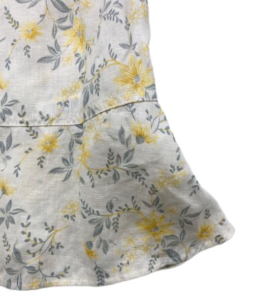 POLO RALPH LAUREN（ポロ・ラルフローレン）POLO RALPH LAUREN (ポロ・ラルフローレン) 花柄リネンブラウス アイボリー×イエロー サイズ:4の古着・服飾アイテム