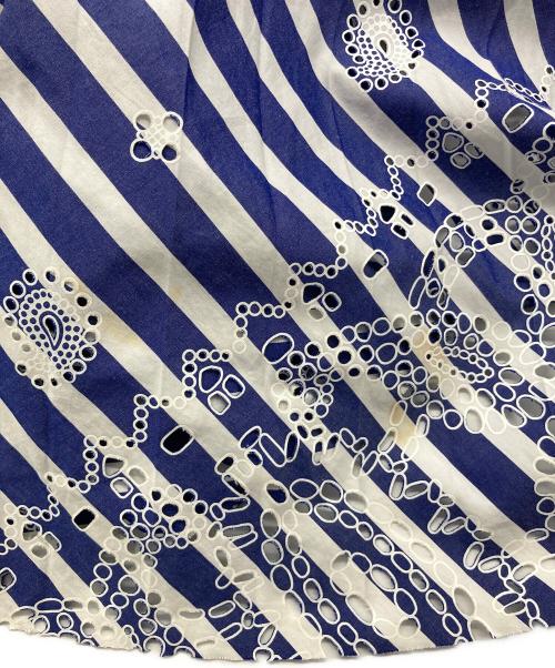 sacai（サカイ）sacai (サカイ) ストライププリーツラップスカート ネイビー×ホワイト サイズ:2の古着・服飾アイテム