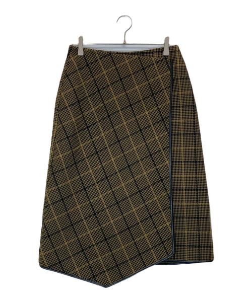 CYCLAS（シクラス）CYCLAS (シクラス) グレンチェックラップスカート ブラウン サイズ:36の古着・服飾アイテム